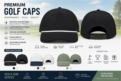 Gorra de golf de rendimiento personalizada|Sombrero de golf de cuerda|Fabricante OEM de gorra de golf perforada con láser transpirable