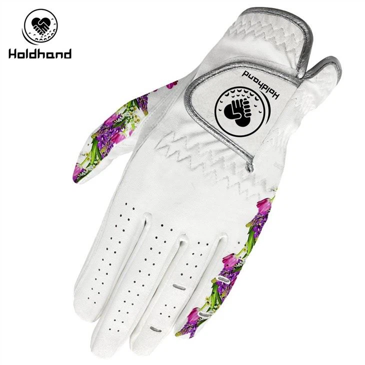 High Quality Fashion Pattern Custom Logo Cabretta Leather Golf Gloves OME