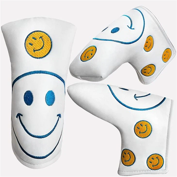 Smile Face PU Leather Golf Putter Cover Blade Style