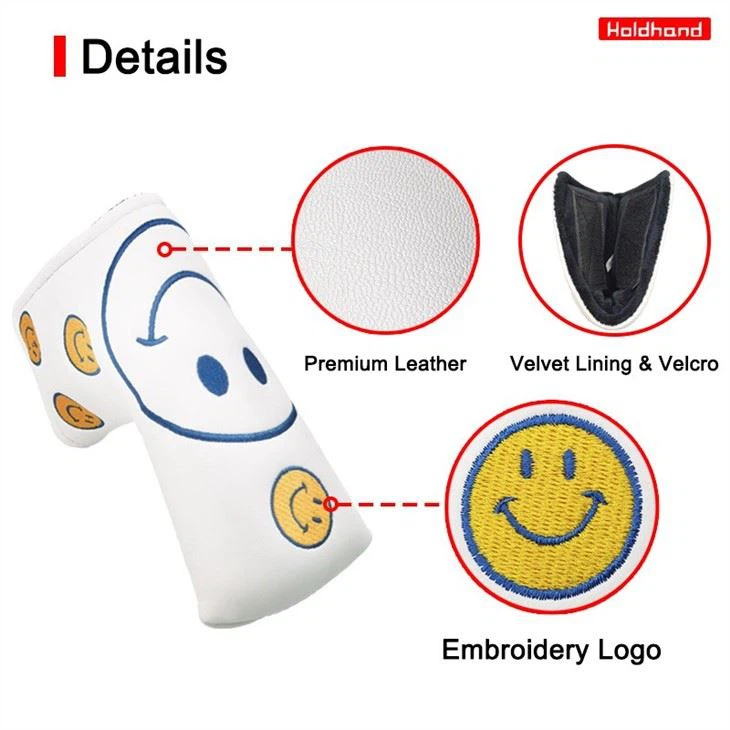Smile Face PU Leather Golf Putter Cover Blade Style