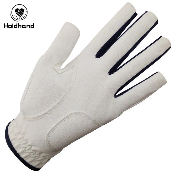 White Golf Half Finger Gloves With Blue Breathable Lycra